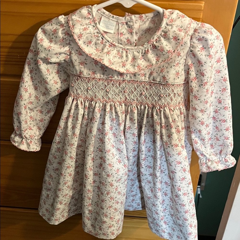 Edgehill Collection Floral Smocked Dress - Pink and White